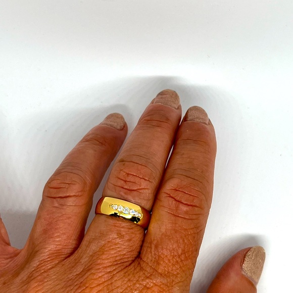 14K GOLD PLATED CZ DIAMOND RING - Picture 5 of 6